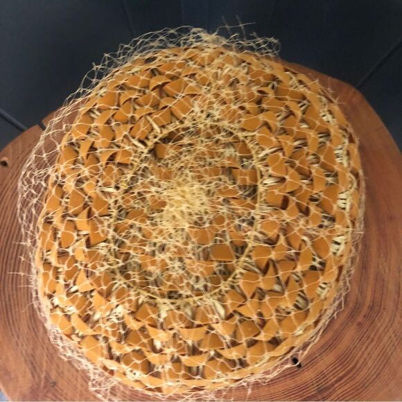 Vintage Mustard Yellow Velvet bucket Style Hat with Netting - Picture 4 of 12